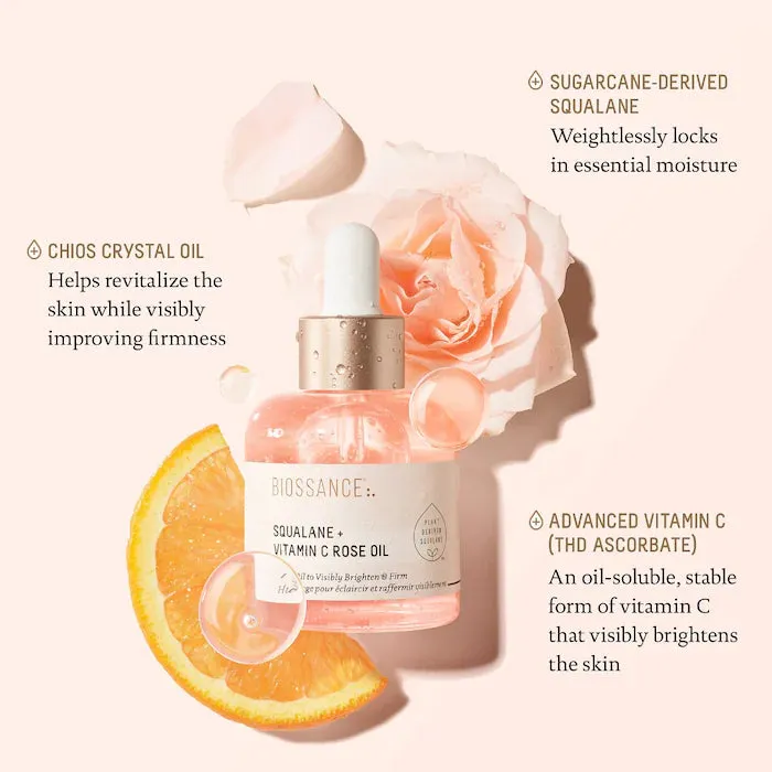 Biossance Squalane   Vitamin C Rose Firming Oil
