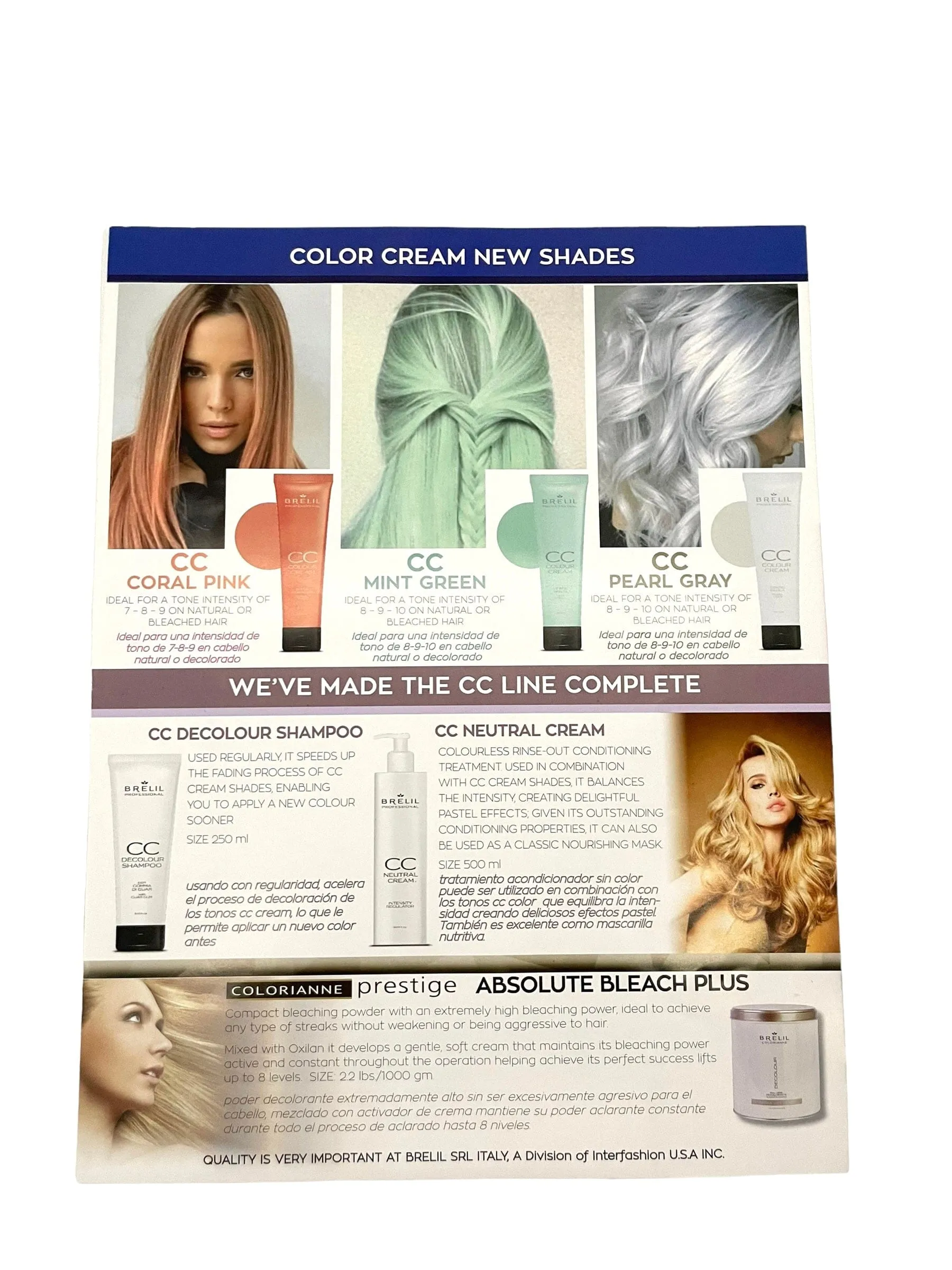Brelil CC Color Cream Hair Mask No Ammonia, No peroxide 5.07 oz