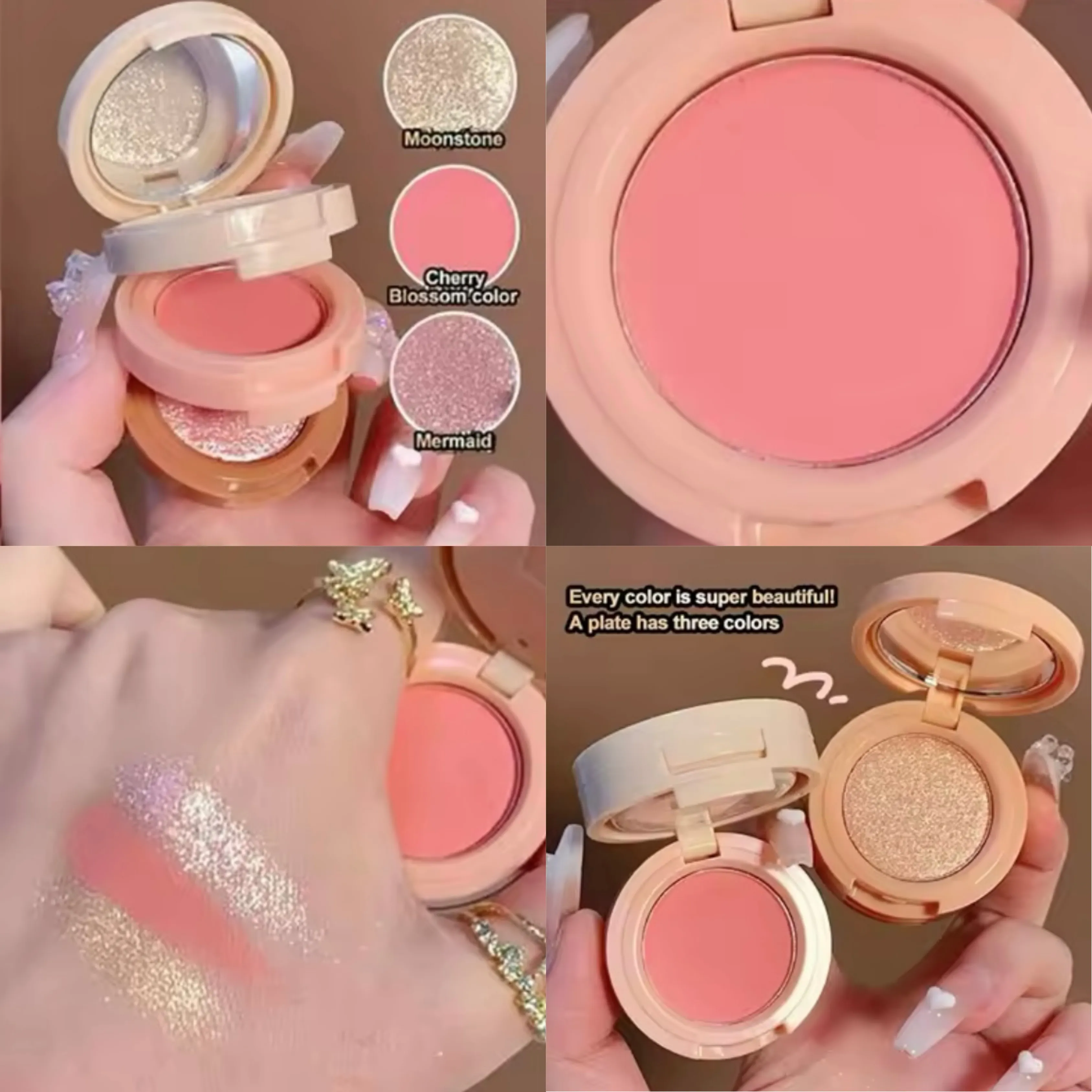 Hudamoji - 3 in 1 Blush & Highlighter Kit