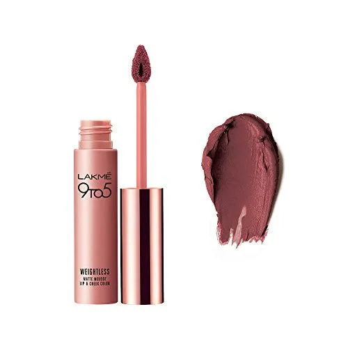 Lakme 9 to 5 Weightless Mousse Lip and Cheek Color, Rose Touch, 9g
