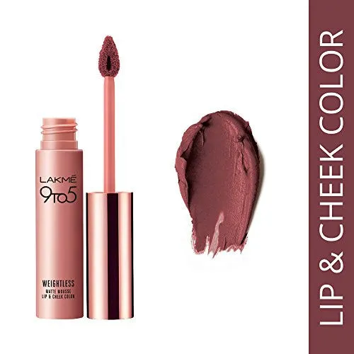 Lakme 9 to 5 Weightless Mousse Lip and Cheek Color, Rose Touch, 9g