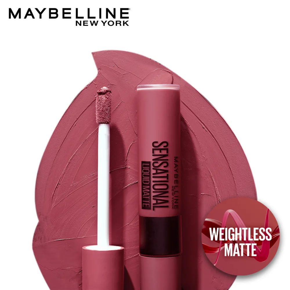 Maybelline New York Sensational Liquid Matte Lipstick, 23 Untamed Rose, 7ml - Liquid Lipstick Shades Delivering Intense Matte Color Effect