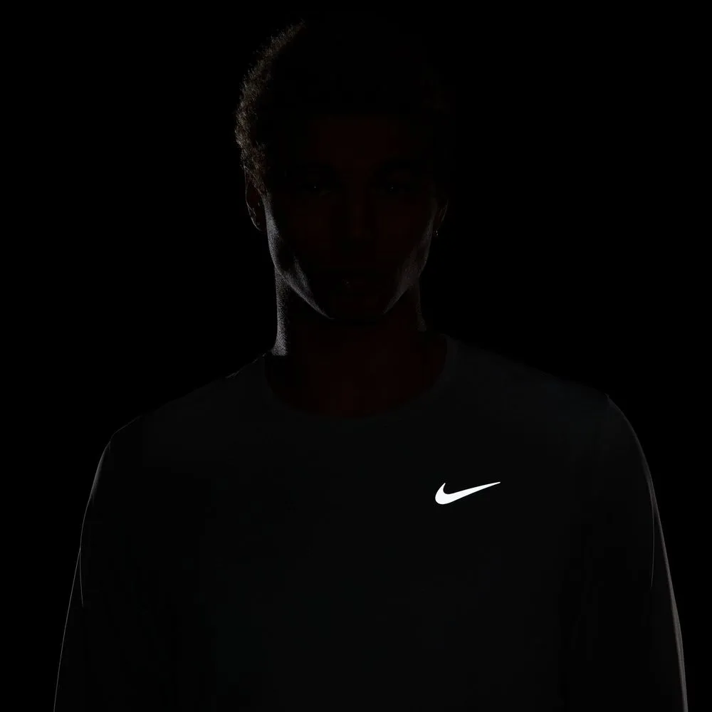 Mens Miler Dri-FIT UV Long-Sleeve Running Top - Grey Fog/Particle Grey