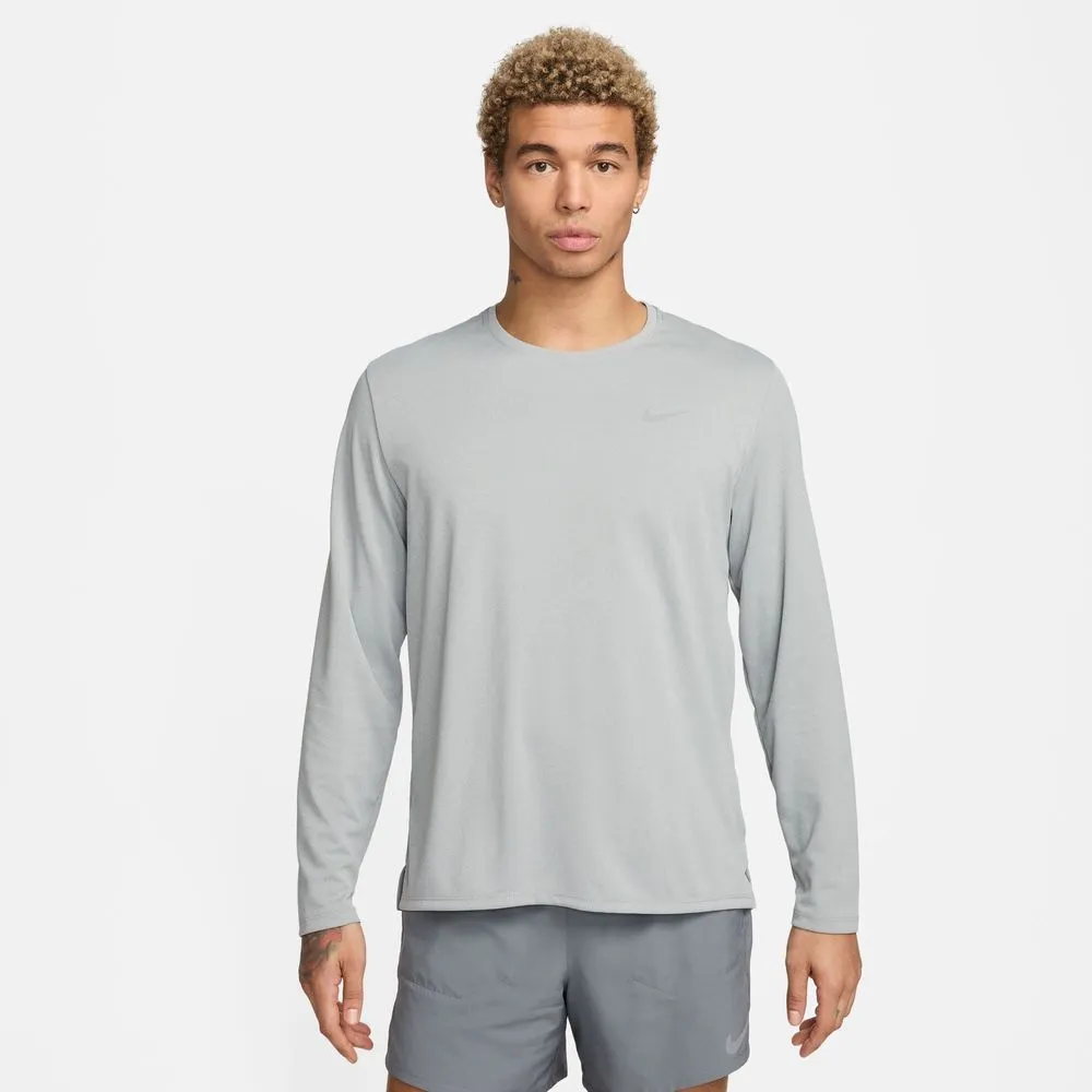 Mens Miler Dri-FIT UV Long-Sleeve Running Top - Grey Fog/Particle Grey