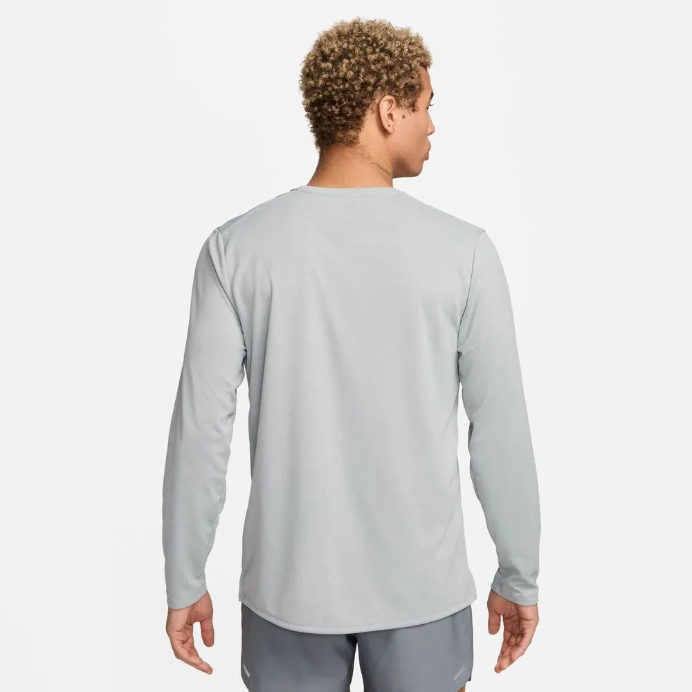 Mens Miler Dri-FIT UV Long-Sleeve Running Top - Grey Fog/Particle Grey