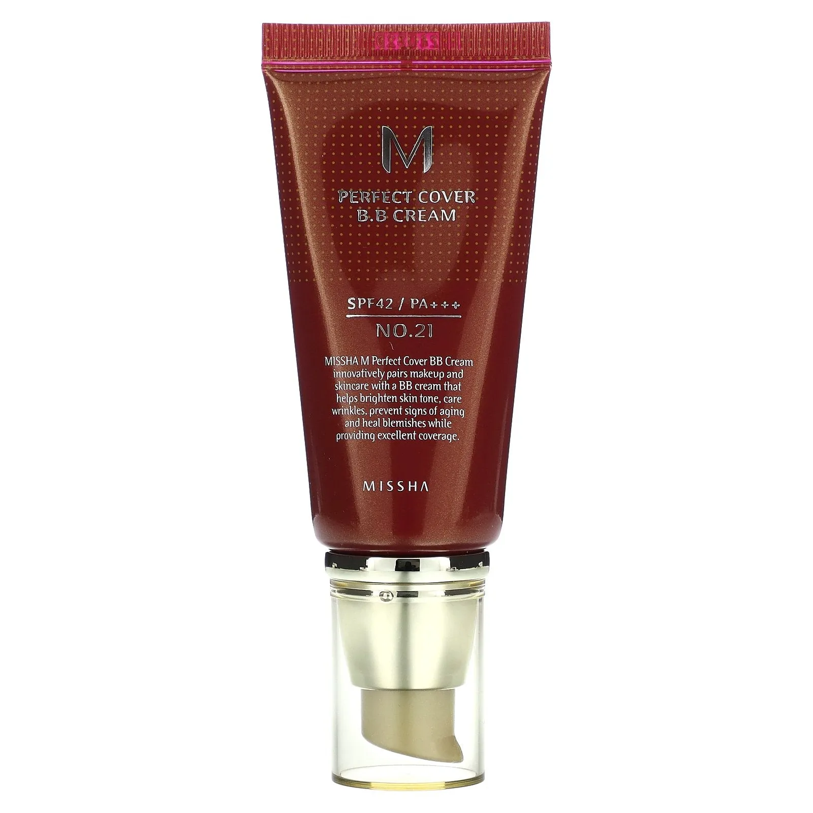 Missha, M Perfect Cover B.B Cream, SPF 42 PA   , No. 21 Light Beige, 1.7 oz (50 ml)