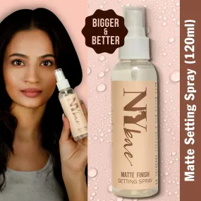 NY Bae Matte Finish Setting Spray (120 ml) | Oily Skin | Enriched With Green Tea Extracts | Prevents Melting | Long-Lasting | Sweatproof | Hydrating
