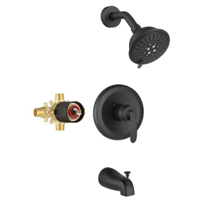 PARLOS Shower System, Matte Black Shower Faucet Set with Tub Spout(Valve Included), 5-Setting Mode Shower Head and Tub Spout with Diverter, Multi-Function Wall Mounted Shower Bathtub Combo, 2.5GPM (1436904)