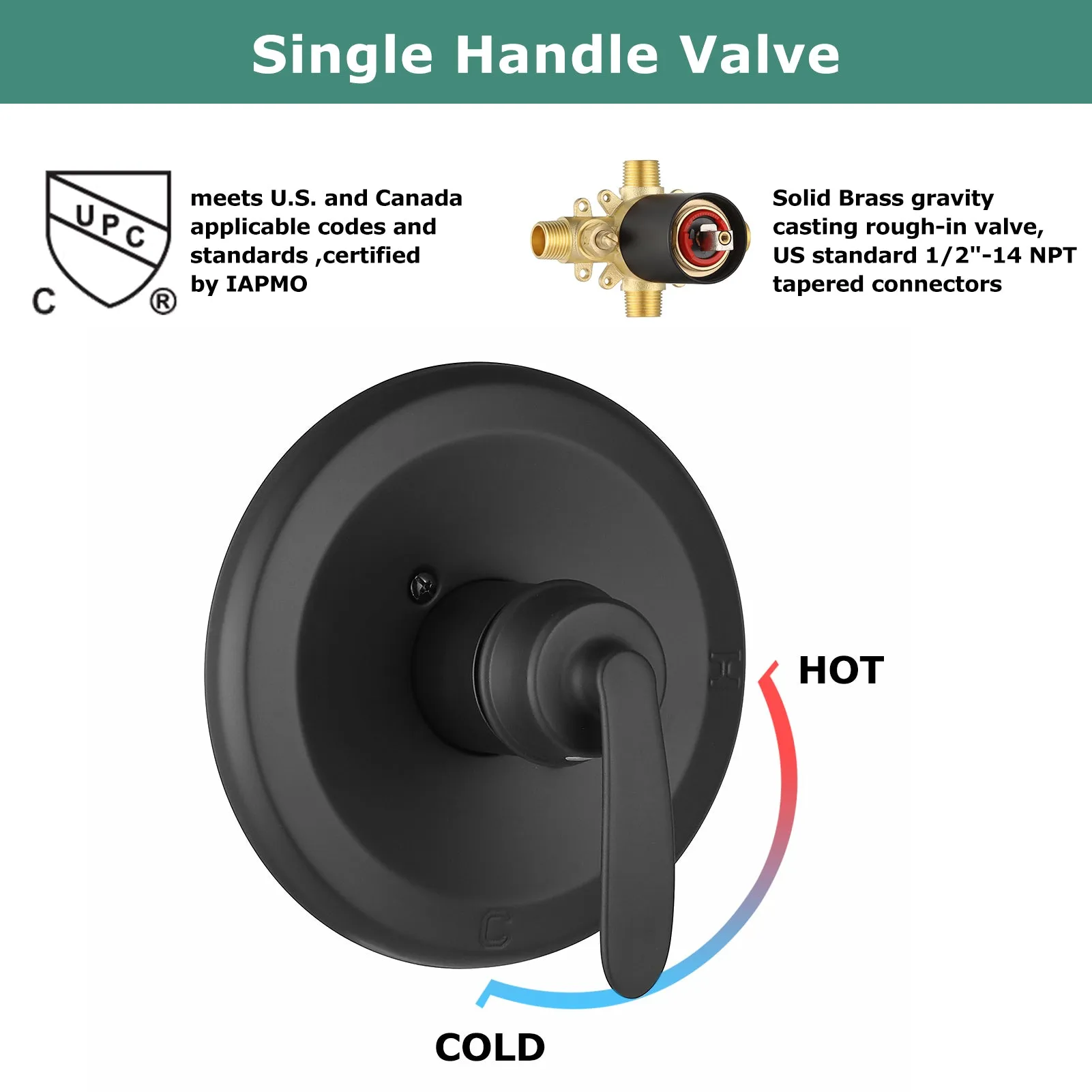 PARLOS Shower System, Matte Black Shower Faucet Set with Tub Spout(Valve Included), 5-Setting Mode Shower Head and Tub Spout with Diverter, Multi-Function Wall Mounted Shower Bathtub Combo, 2.5GPM (1436904)