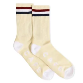 Skateboard Cafe Stripe Socks - Cream