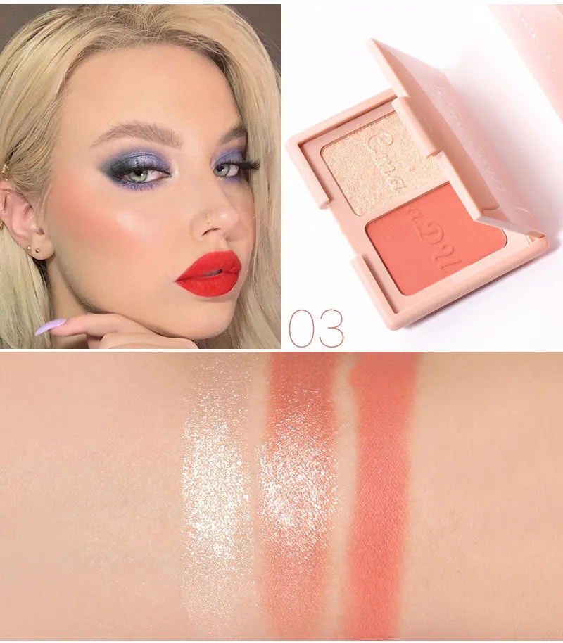 Two-Tone Delicate Natural Blush Highlighter Powder Palette
