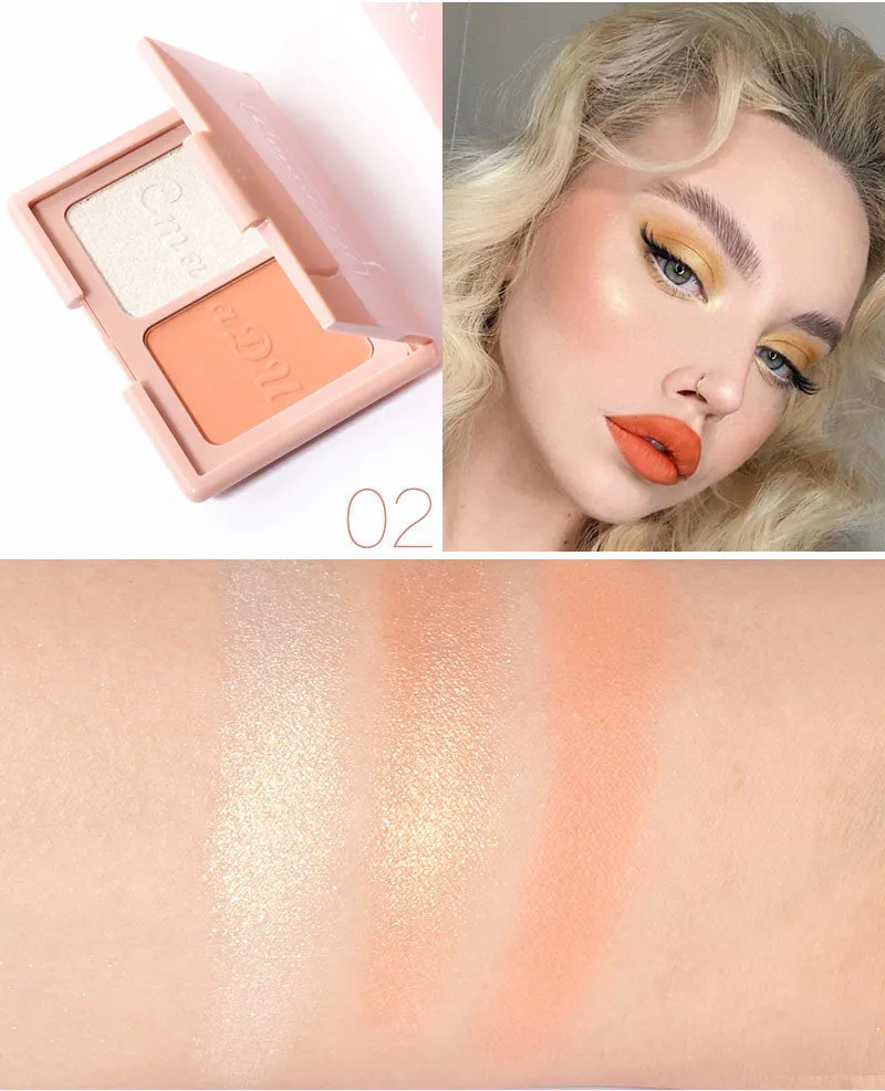 Two-Tone Delicate Natural Blush Highlighter Powder Palette