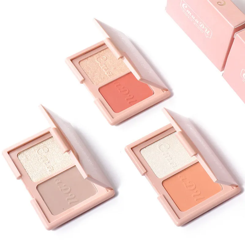 Two-Tone Delicate Natural Blush Highlighter Powder Palette